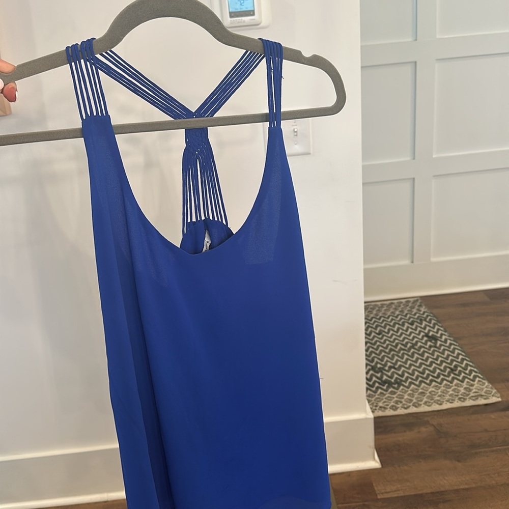 Blue naked zebra tank top ; size M
